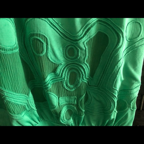 MARCIANO “Silk - Sheer- Crochet” 🟢Emerald Green Tank Top - Picture 11 of 12